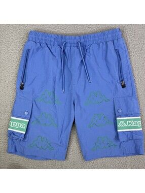 KAPPA Blue Cargo Sports Shorts Men's Small (28x9) Zip Pockets Cotton Blend